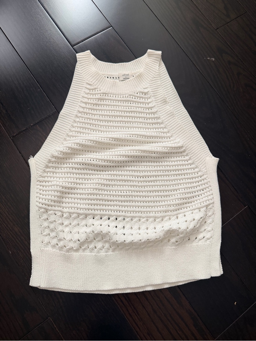 Wilfred Le Fou Minette Sweater Tank Cream Textured Knit Halter-Shell Sweater